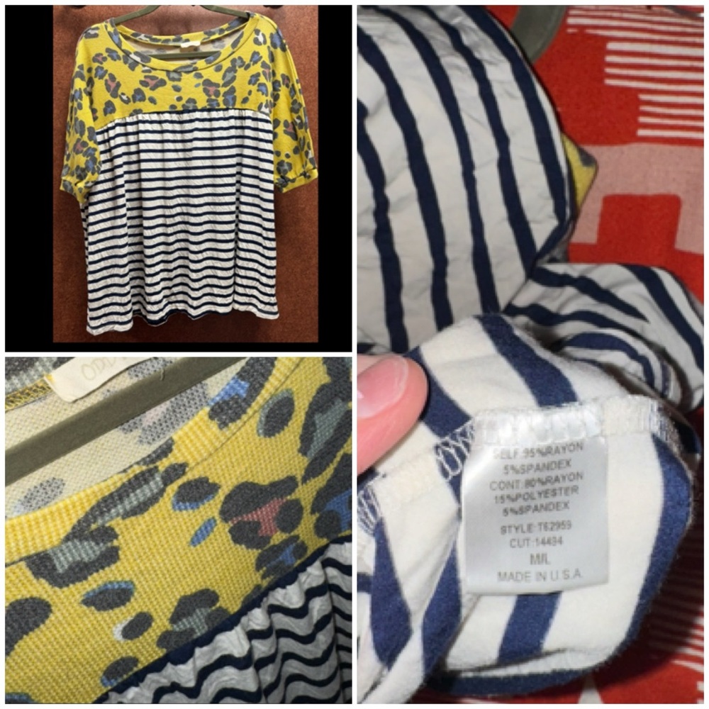 Oddy- Colorful Striped and Leopard Print Top